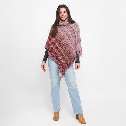 Tiya Striped Funnel Neck Poncho