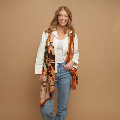 Alana Abstract Illustrated Floral Lightweight Scarf