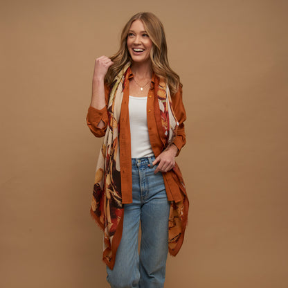 Alana Abstract Illustrated Floral Lightweight Scarf