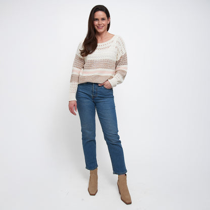 Opal Color Block Crochet Sweater