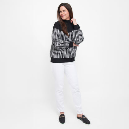 Skyler Herringbone Knit Mock Neck Sweater