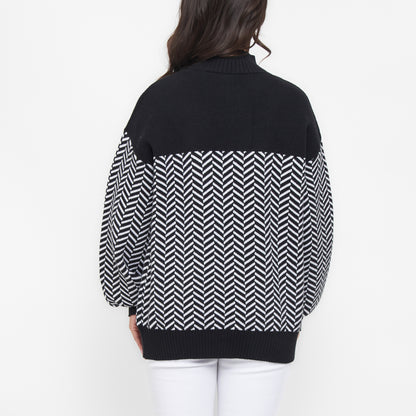 Skyler Herringbone Knit Mock Neck Sweater