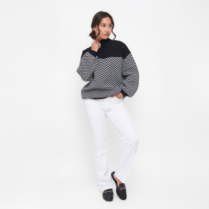 Skyler Herringbone Knit Mock Neck Sweater