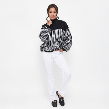 Skyler Herringbone Knit Mock Neck Sweater