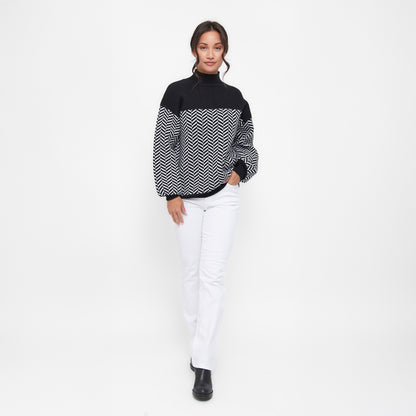 Skyler Herringbone Knit Mock Neck Sweater
