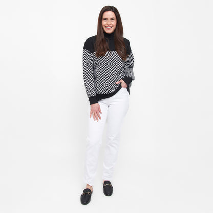 Skyler Herringbone Knit Mock Neck Sweater