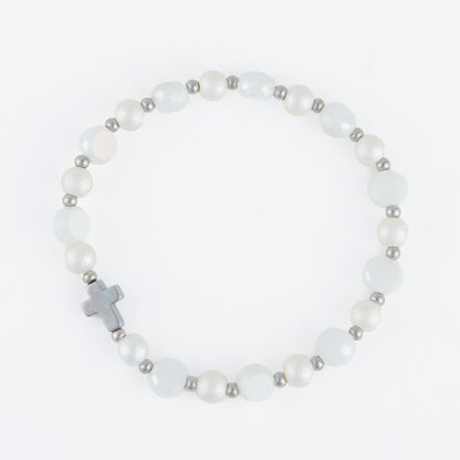 Aria Beaded Cross Stretch Bracelet