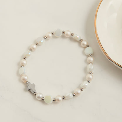 Aria Beaded Cross Stretch Bracelet