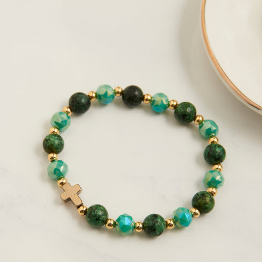 Circe Beaded Cross Stretch Bracelet