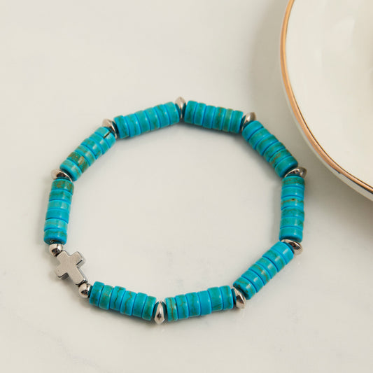 Adele Beaded Cross Stretch Bracelet