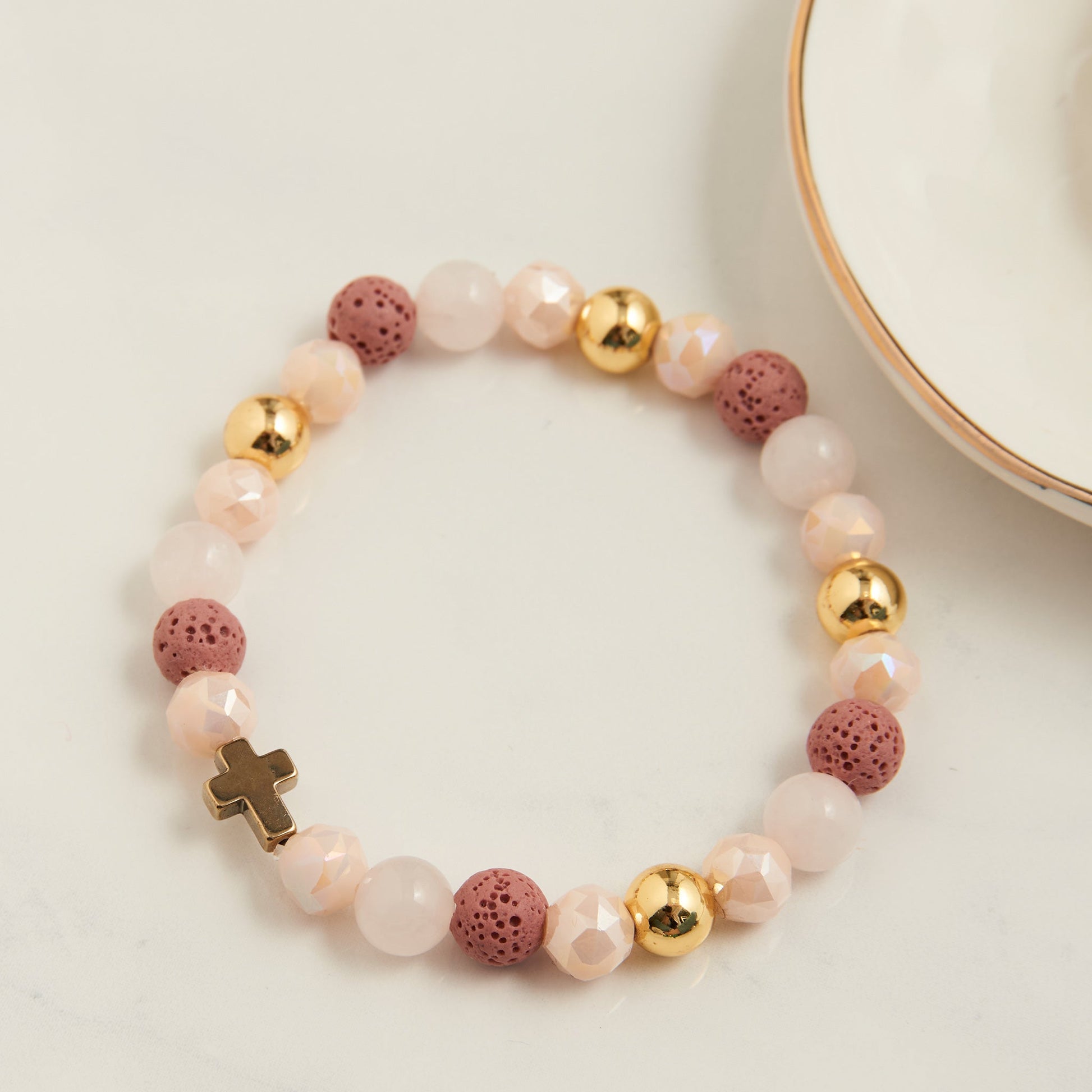 Everly Beaded Cross Stretch Bracelet