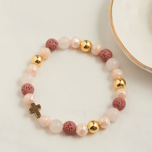 Everly Beaded Cross Stretch Bracelet