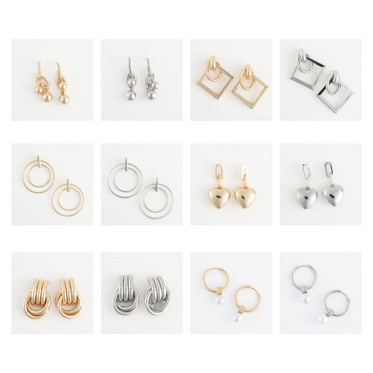 24 Piece Modern Metal Earring Assortment