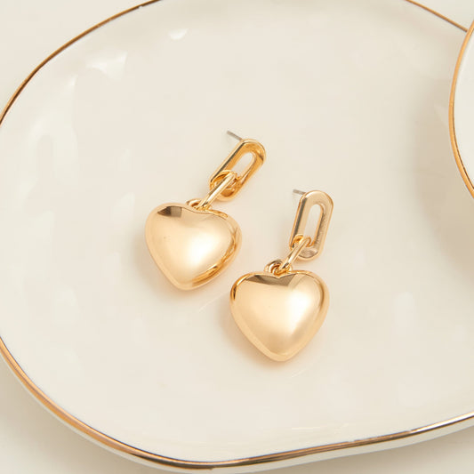 Kace Drop Link Heart Earrings