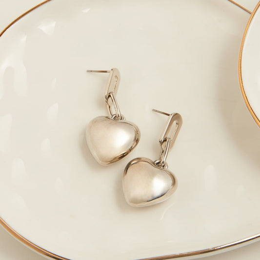 Kace Drop Link Heart Earrings