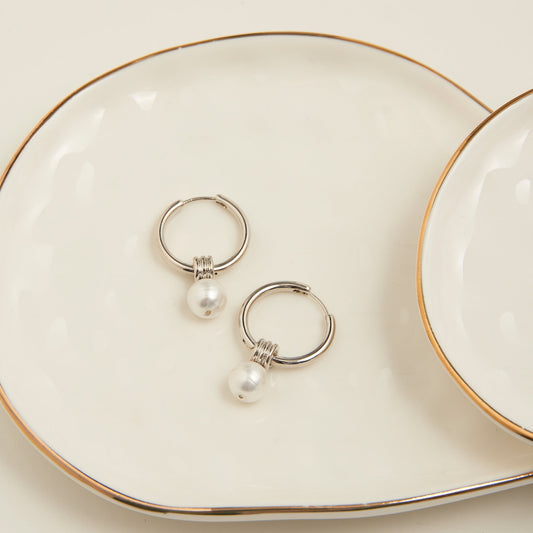 Nicola Pearl Hoop Earrings