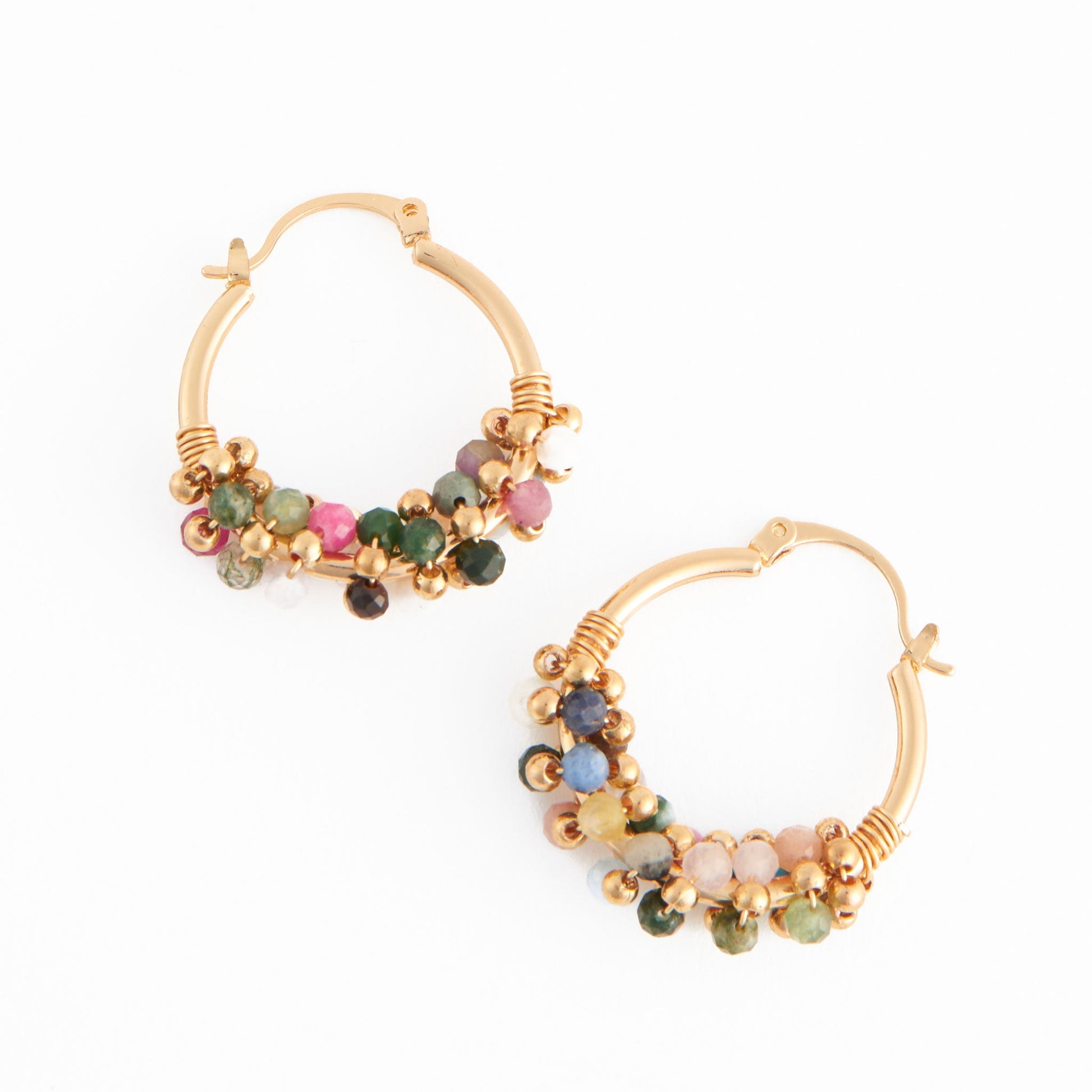 Shayne Genuine Tourmaline Beaded Hoop Earrings