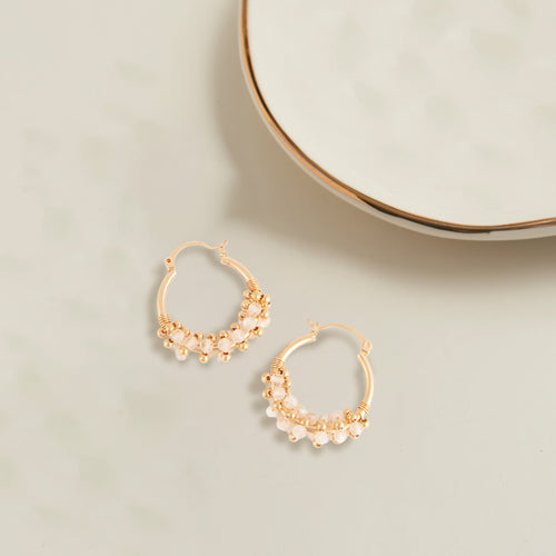 Shayne Genuine Quartz Beaded Hoop Earrings