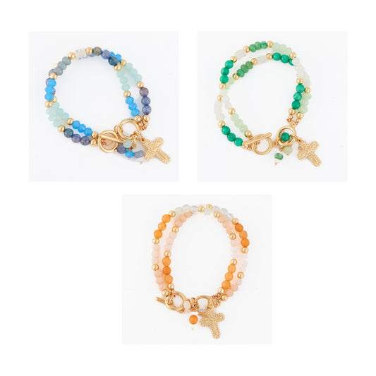 6 Piece Kamryn Multi Row Inspirational Charm Bracelet Assortment