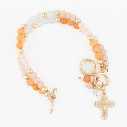 Kamryn Genuine Yellow Jade Multi Row Inspirational Charm Bracelet