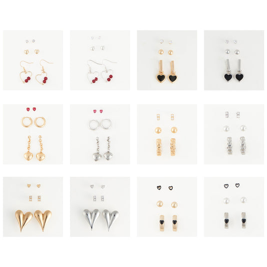 24 Piece Mina Heart Earring Trio Assortment