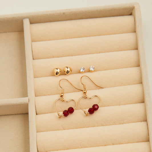 Mina Heart Frame Earring Trio