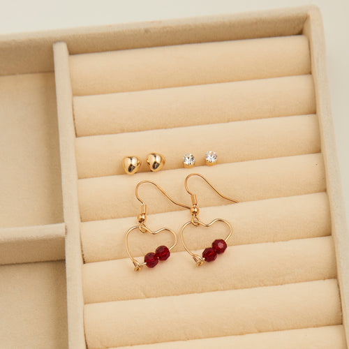 Mina Heart Frame Earring Trio