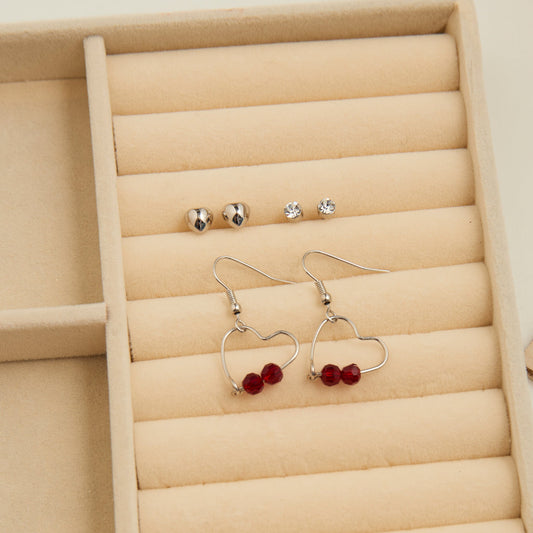 Mina Heart Frame Earring Trio