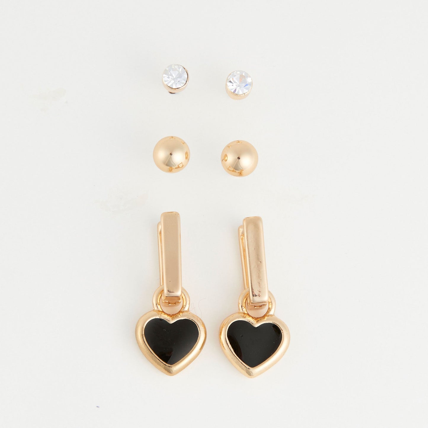Mina Square Heart Earring Trio