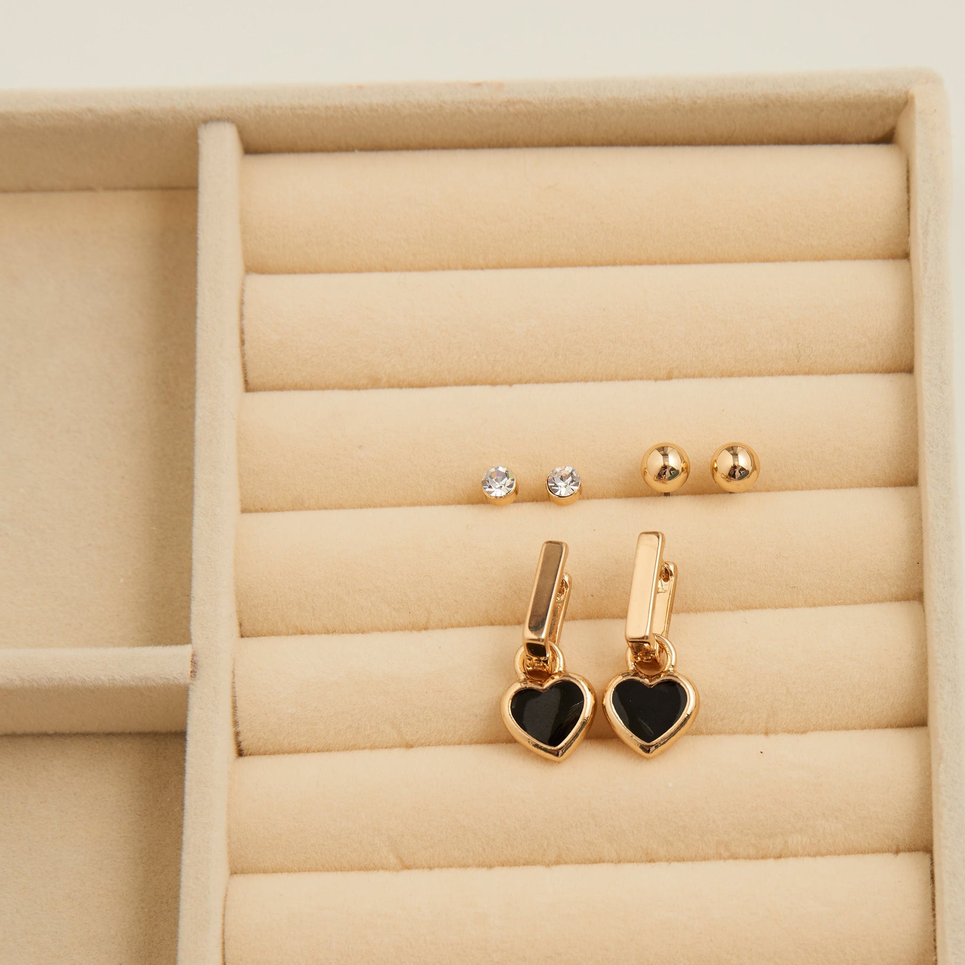 Mina Square Heart Earring Trio