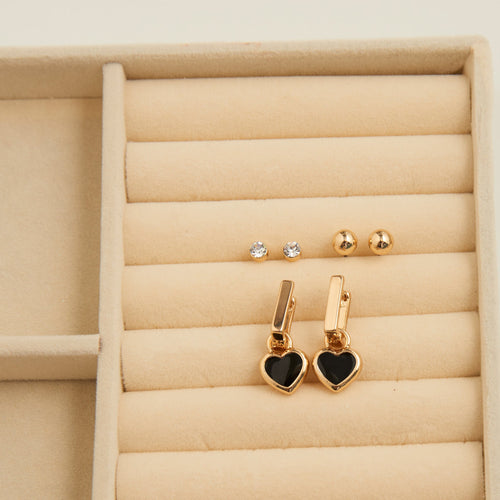 Mina Square Heart Earring Trio