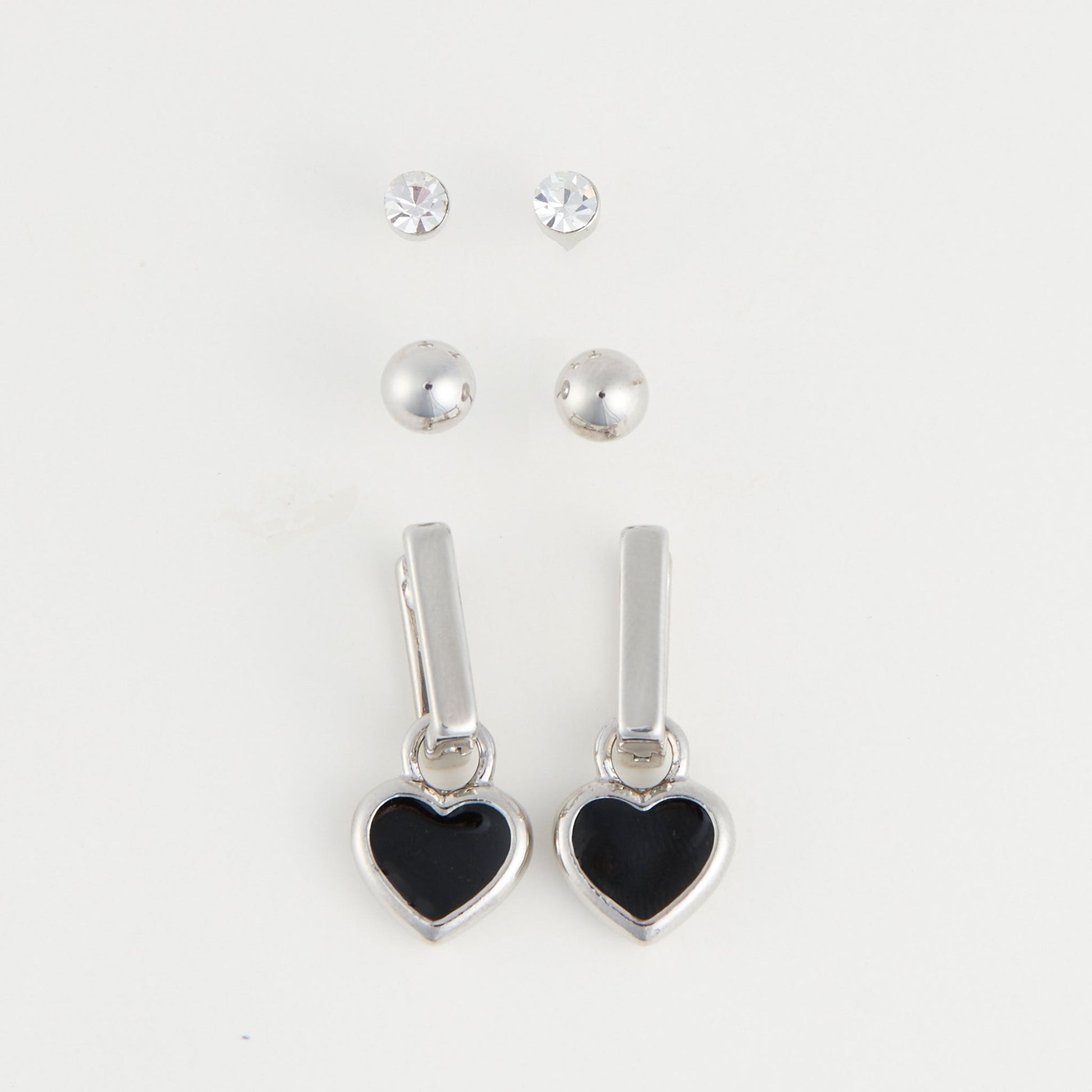 Mina Square Heart Earring Trio