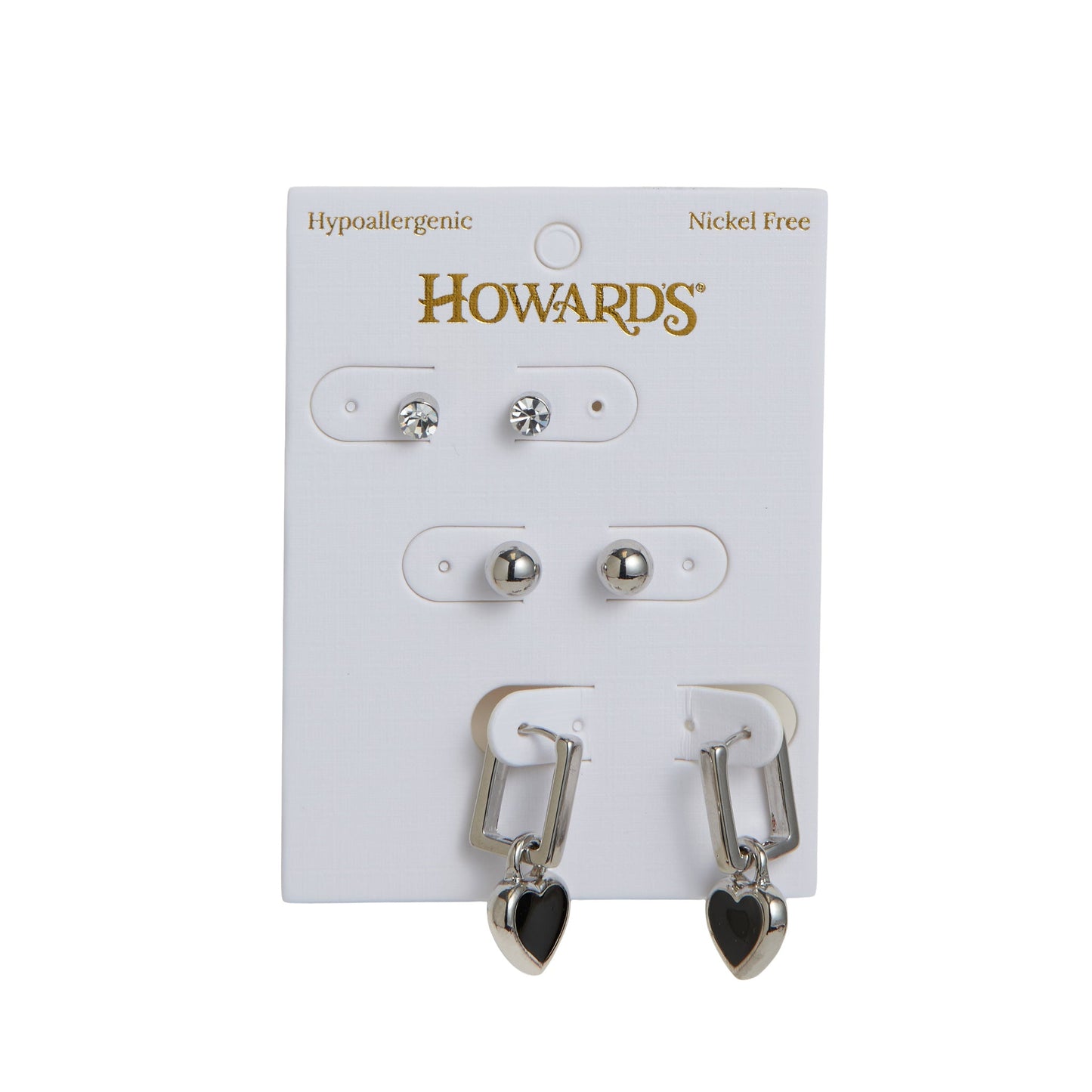 Mina Square Heart Earring Trio