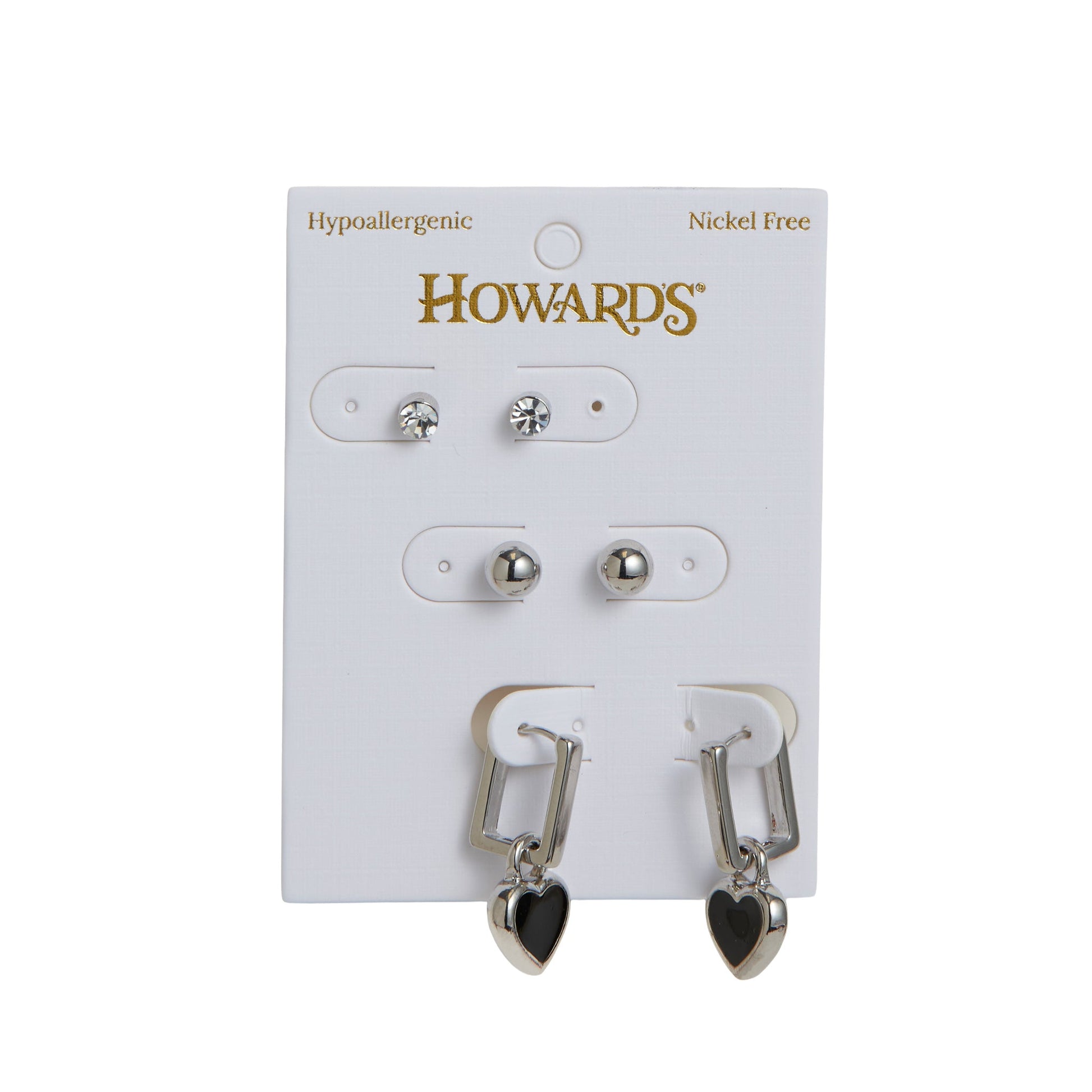 Mina Square Heart Earring Trio