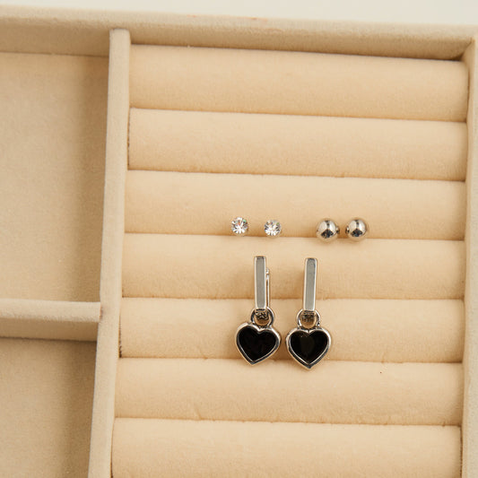 Mina Square Heart Earring Trio