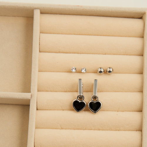 Mina Square Heart Earring Trio