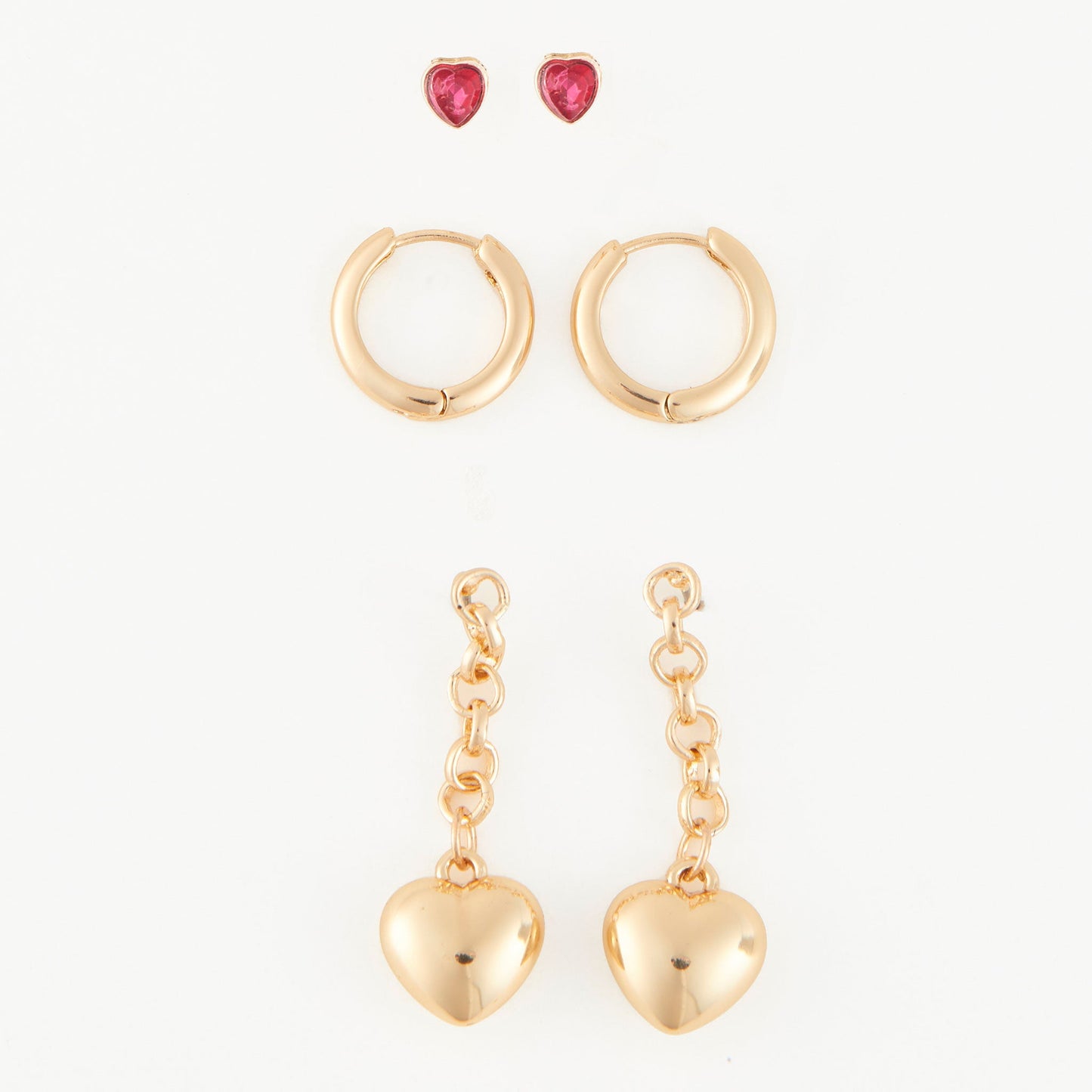 Mina Puffy Heart Earring Trio