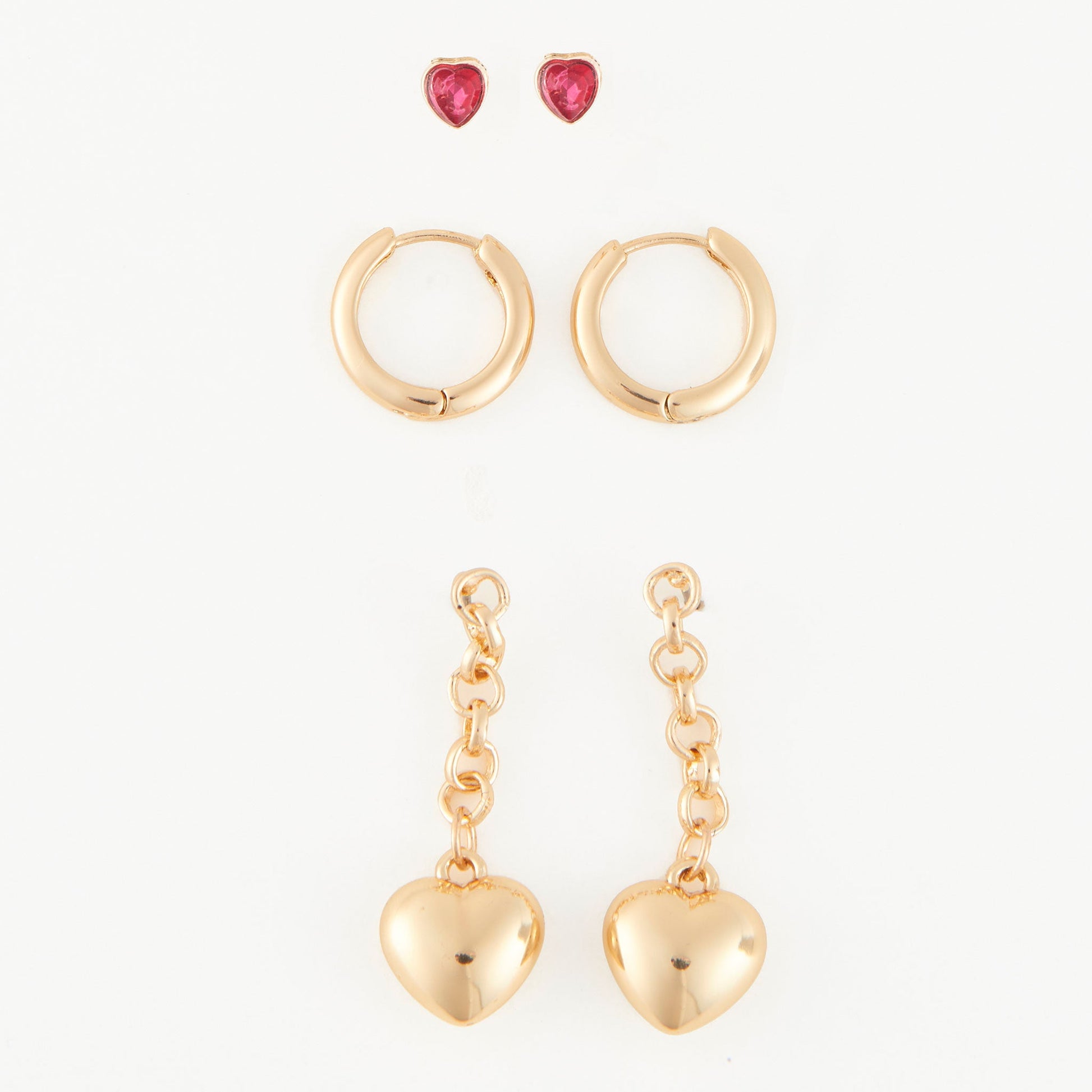 Mina Puffy Heart Earring Trio