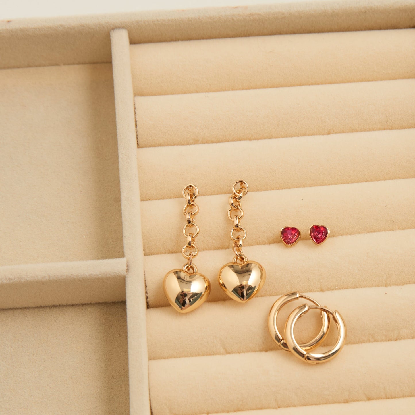 Mina Puffy Heart Earring Trio