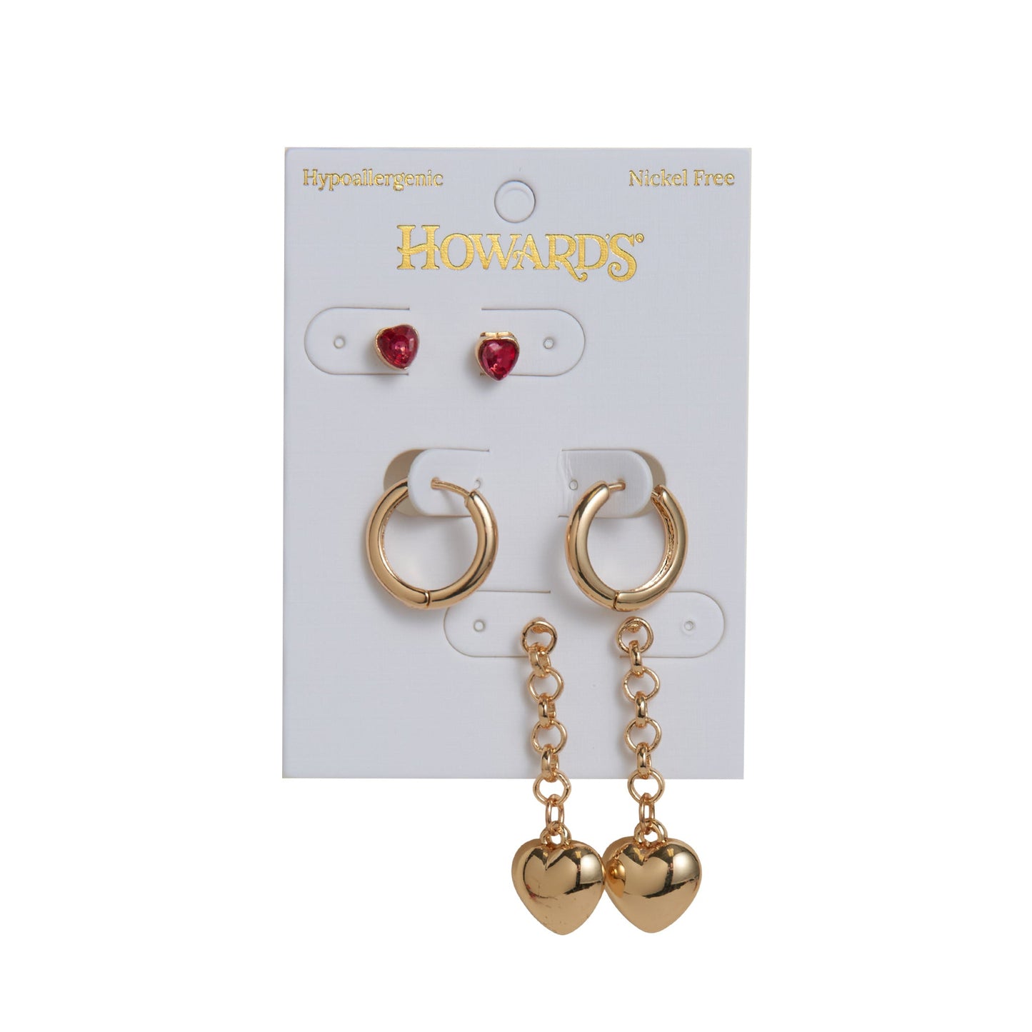 Mina Puffy Heart Earring Trio