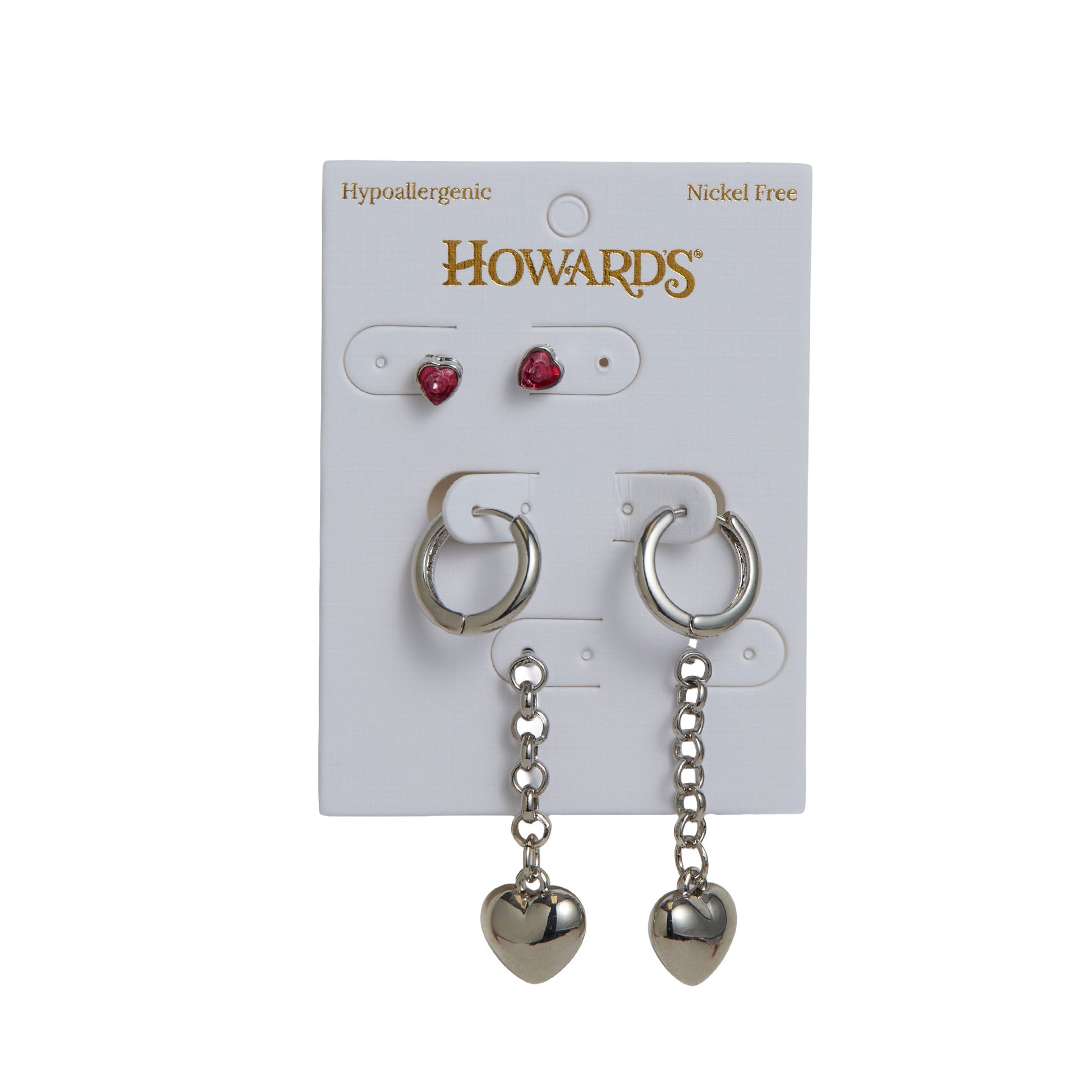 Mina Puffy Heart Earring Trio