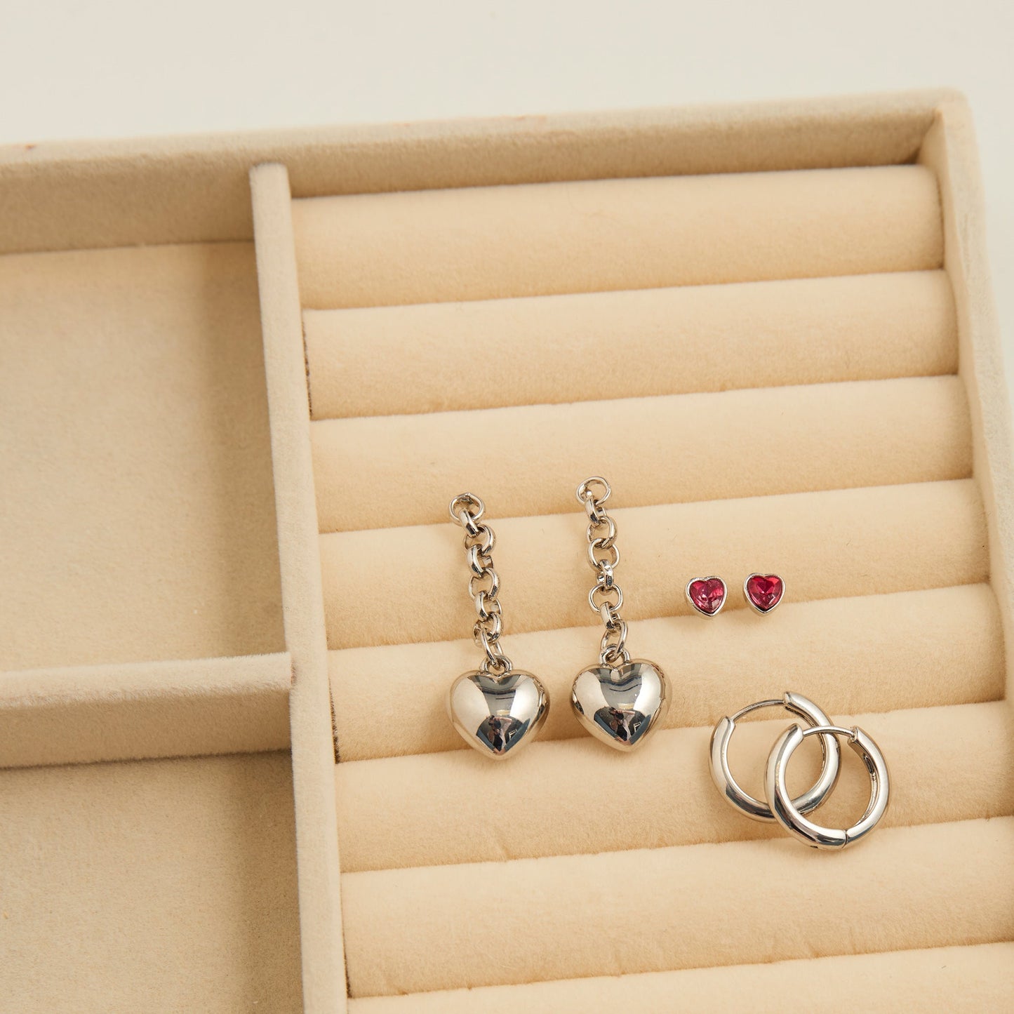 Mina Puffy Heart Earring Trio