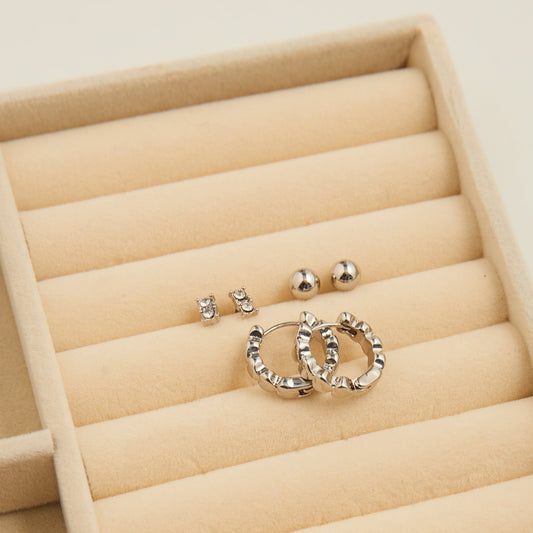 Mina Heart Hoop Earring Trio