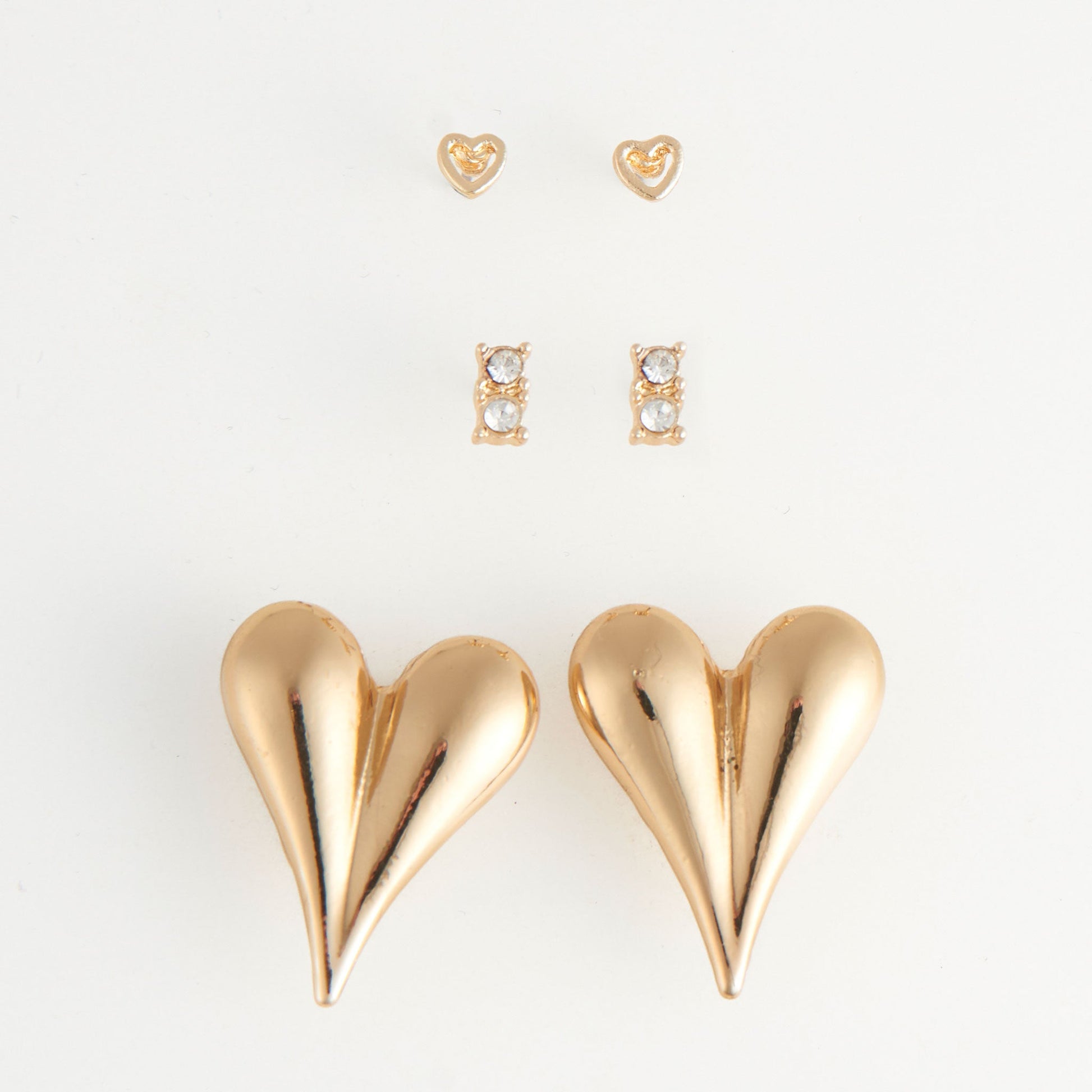 Mina Statement Heart Earring Trio