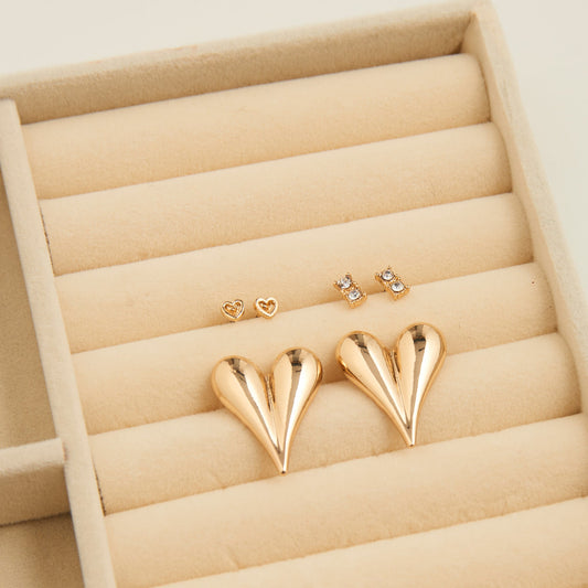 Mina Statement Heart Earring Trio