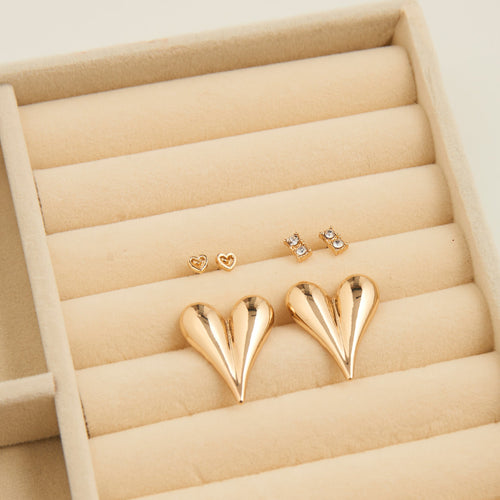 Mina Statement Heart Earring Trio