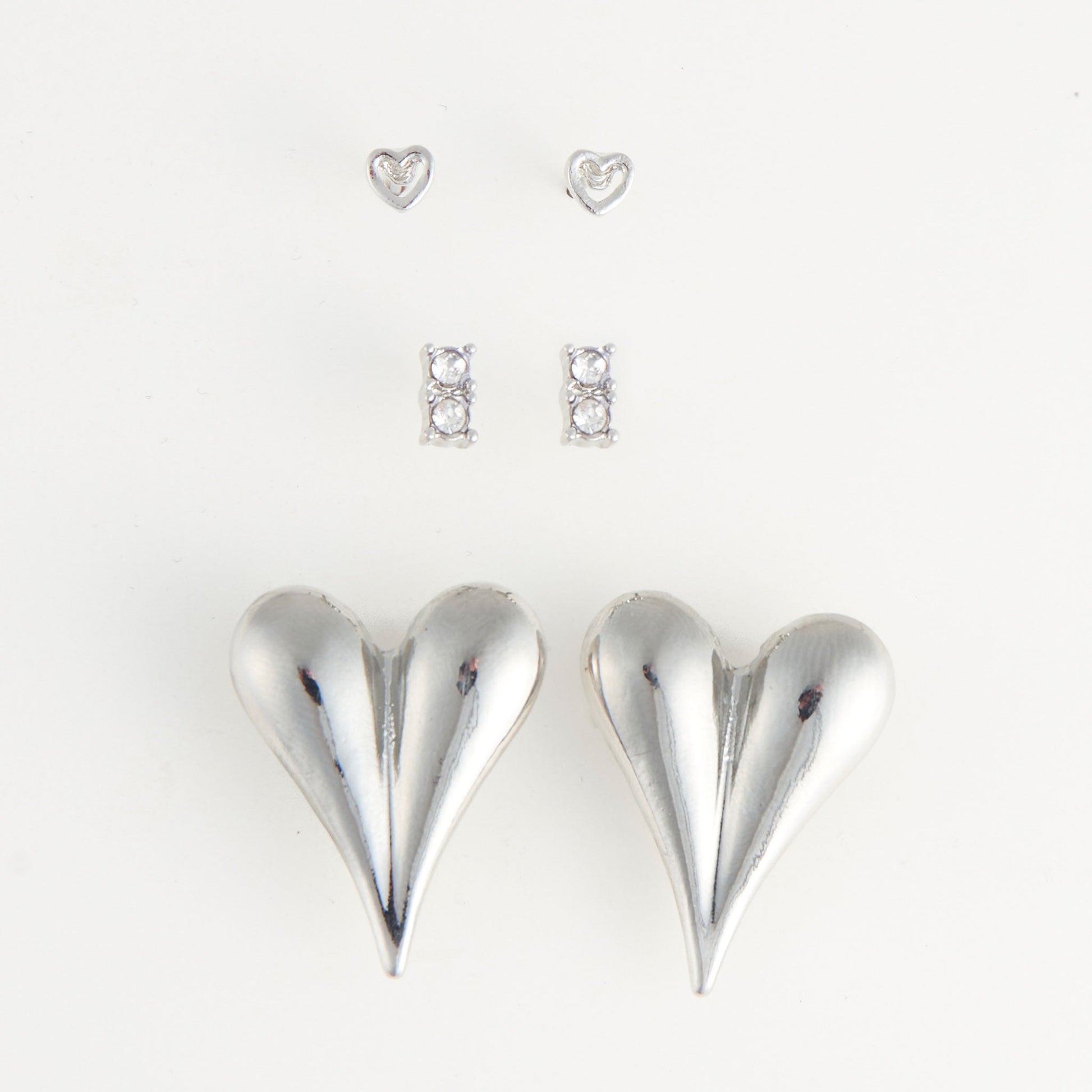 Mina Statement Heart Earring Trio