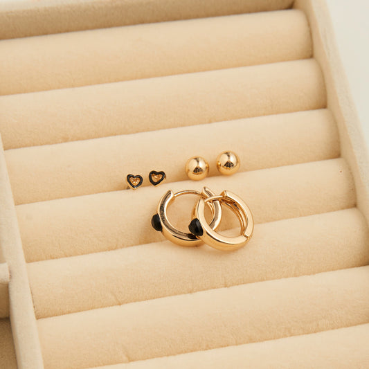 Mina Heart Huggie Hoop Earring Trio
