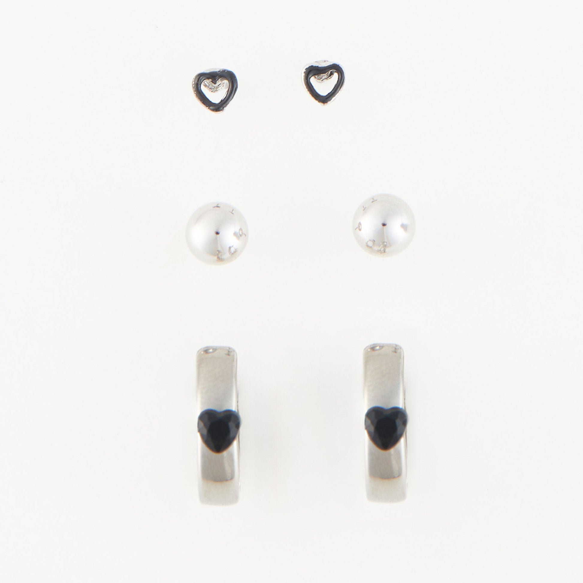 Mina Heart Huggie Hoop Earring Trio