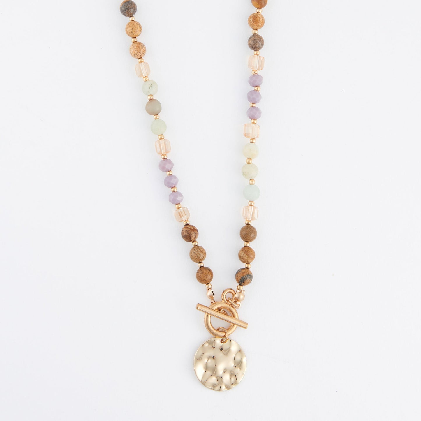 Bekah Genuine Stone Beaded Toggle Necklace
